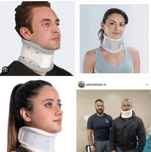 Quattro modi di mettere il collare cervicale. Tu come lo indosseresti? 😉